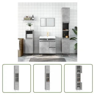 The Living Store Szafka łazienkowa betonowa szara 30x30x190 cm materiał drewnopochodny - Szafki łazienkowe The Living Store Szafka łazienkowa betonowa szara 30x30x190 cm materiał drewnopochodny - Szafki łazienkowe - miniaturka - grafika 1