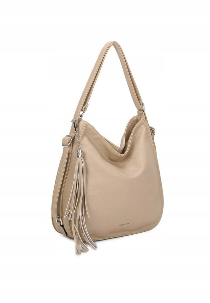 Stylowa Damska Torebka Beżowa Shopper Plecak 2w1 Na Ramię LUIGISANTO