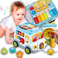 Zabawki interaktywne dla dzieci - AUTO EDUKACYJNE INTERAKTYWNE AUTOBUS DŹWIĘK PIANINO SORTER NAUKA DLA DZIECI - miniaturka - grafika 1