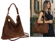 Torebki damskie - Torebka Damska Listonoszka Worek Shopper Torba na Ramię CC3151 Czekoladowa - miniaturka - grafika 1