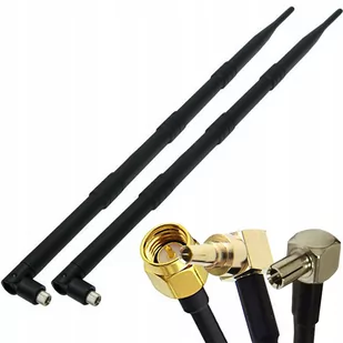 Komplet Antena Bat 17Dbi Czarna X 2Szt + Konektor Wybór - Anteny TV - miniaturka - grafika 1