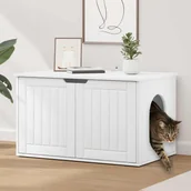 Legowiska dla kotów - vidaXL Koty Dom Biały 85 x 55 x 50 cm Materiał drewnopochodny - miniaturka - grafika 1