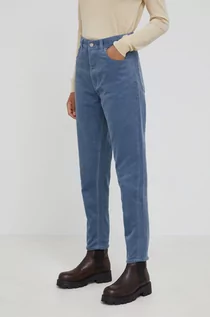 Spodnie damskie - Dr. Denim Dr. Denim spodnie sztruksowe damskie kolor fioletowy proste high waist - grafika 1