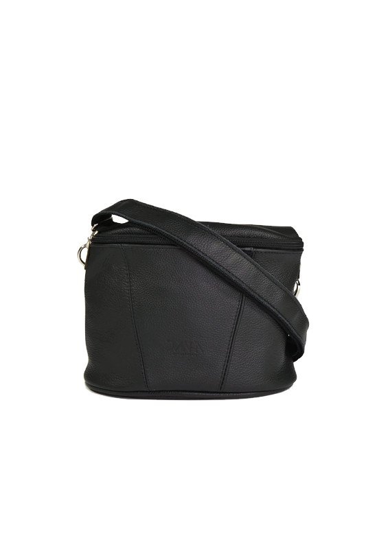 Czarna skórzana listonoszka biodrówka