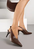 Sandały damskie - Brązowe Sandały Slingback na Obcasie Typu Szpilka Latira - miniaturka - grafika 1
