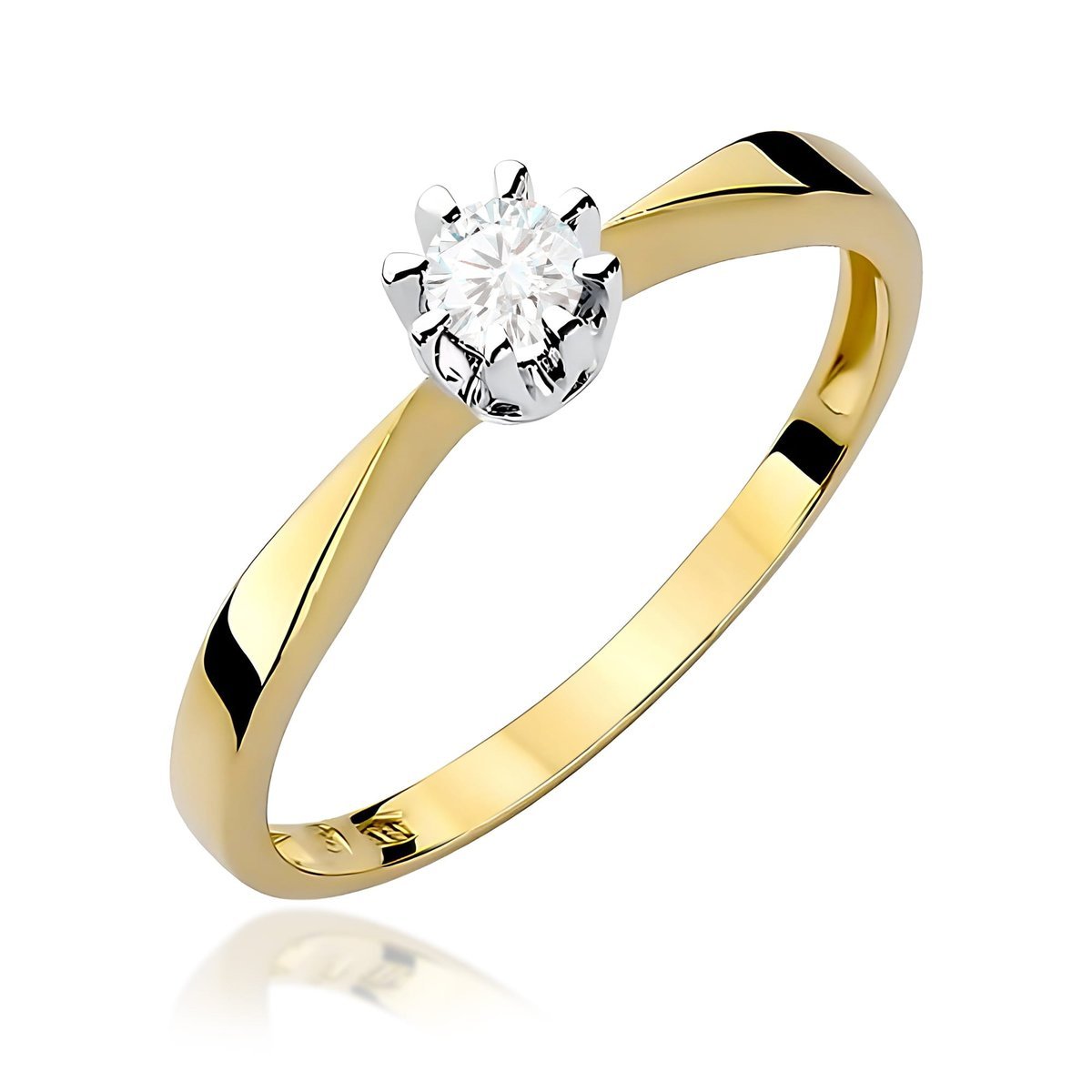 Pierścionek złoty Au 585 z diamentem 0.15ct rozmiar 16