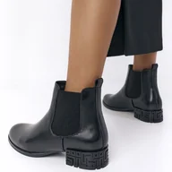 Botki damskie - Czarne botki damskie na obcasie Sergio Leone Bt532 Pu - miniaturka - grafika 1