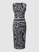 Sukienki - Sukienka midi z dwustronnym zamkiem błyskawicznym z tyłu - miniaturka - grafika 1