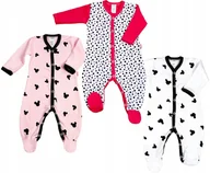 Pajacyki dla niemowląt - Pajac 3-pak Myszka RÓŻ /Serduszka małe /Myszka biel r 74 KLEKLE - miniaturka - grafika 1