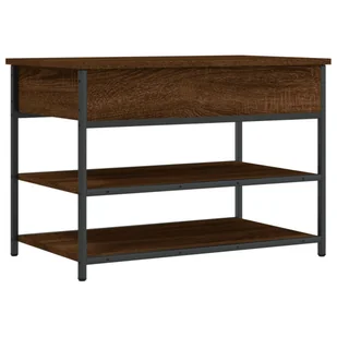 vidaXL Ławka na buty brązowa dąb 70x42,5x50 cm Materiał drewnopochodny - Szafki na buty vidaXL Ławka na buty brązowa dąb 70x42,5x50 cm Materiał drewnopochodny - Szafki na buty - miniaturka - grafika 1
