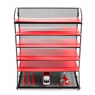 Przyborniki na biurko - Organizer na dokumenty, sorter, 6 półek A4 elegancka metalowa siatka - miniaturka - grafika 1