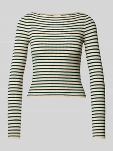 Sweter z dzianiny z dekoltem w łódkę model ‘FINA’ - Swetry damskie - miniaturka - grafika 1