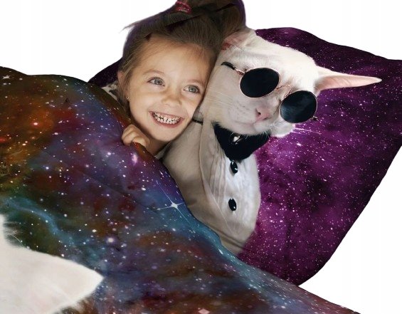 Śmieszna Pościel Kot W Okularach Kosmos Kosmiczny Kot Galaktyka 160x200