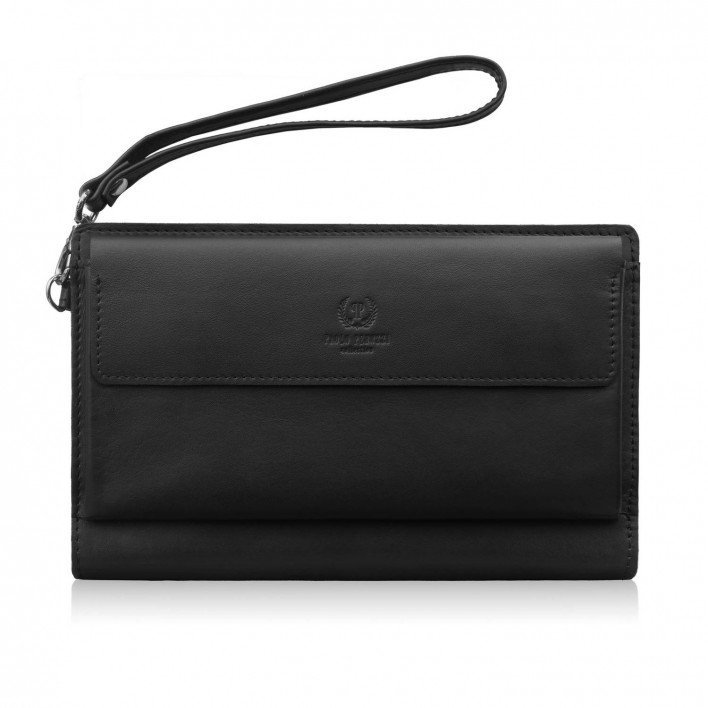 SASZETKA MĘSKA SKÓRZANA DO RĘKI ELEGANCKA CZARNA PAOLO PERUZZI AL-26-BL