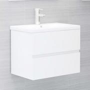Szafki łazienkowe - VidaXL Lumarko Szafka pod umywalkę, wysoki połysk, biała, 60x38,5x45 cm 804743 VidaXL - miniaturka - grafika 1