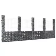 Ogrodzenia - Vidaxl shumee shumee gabionowe z 5 słupkami żelazo 500x20x200 cm - miniaturka - grafika 1