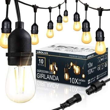 LEDLUX Girlanda Ogrodowa Świetlna 10M 10X Żarówka Led E27 