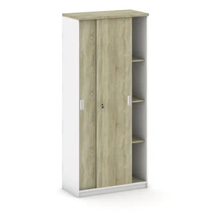 B2B Partner Szafa przesuwna Mirelli A+, 800x400x1800 mm, biały/dąb sonoma 437498 - Szafy biurowe - miniaturka - grafika 1