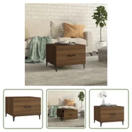 Ławy i stoliki kawowe - The Living Store stolik kawowy z metalowymi nogami brązowy dąb 50x50x40 cm - miniaturka - grafika 1