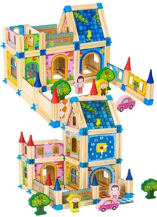 KLOCKI DREWNIANE DO BUDOWY DOMU konstrukcyjne zestaw klocków 6w1 DOM DOMEK ms.MA429 - Klocki - miniaturka - grafika 1
