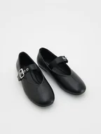 Buty dla dziewczynek - Reserved - Baleriny z imitacji skóry - czarny - miniaturka - grafika 1