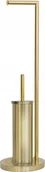 Stojaki i wieszaki na papier toaletowy - Sepio Stojak na papier z zintegrowaną szczotką do wc toalety wytrzymała złota - miniaturka - grafika 1