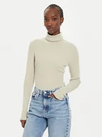 Swetry damskie - Calvin Klein Jeans Golf J20J224225 Beżowy Regular Fit - miniaturka - grafika 1