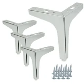 Zawiasy, okucia i inne akcesoria - Zestaw 4 nóżek meblowych Kotwica srebrny chrom wysokość 15 cm - miniaturka - grafika 1