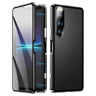 Etui i futerały do telefonów - Do Sony Xperia 10 V HD Magnetyczne metalowe etui na telefon ze szkła hartowanego Czarny - miniaturka - grafika 1
