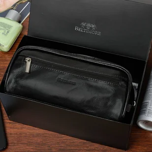Beltimore kosmetyczka męska Skórzana saszetka czarna czarny - Kosmetyczki, organizery i kuferki - miniaturka - grafika 6