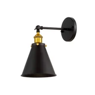 Lampy ścienne - RUBI W1 kinkiet loftowy czarny regulowany z dodatkiem złota E27 - miniaturka - grafika 1