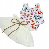 Akcesoria dla lalek - Strój baletnicy dla lalki Paola Reina Gordis body floral i spódniczka ecru - miniaturka - grafika 1