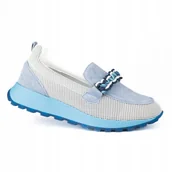Mokasyny damskie - Półbuty mokasyny damskie GOODIN GD-PG2681 skóra siatka wsuwane niebieski 41 - miniaturka - grafika 1