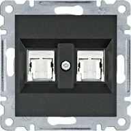 Gniazdka elektryczne - Hager Gniazdo komputerowe 2x RJ45 kat.6 UTP LUMINA - czarny mat - miniaturka - grafika 1