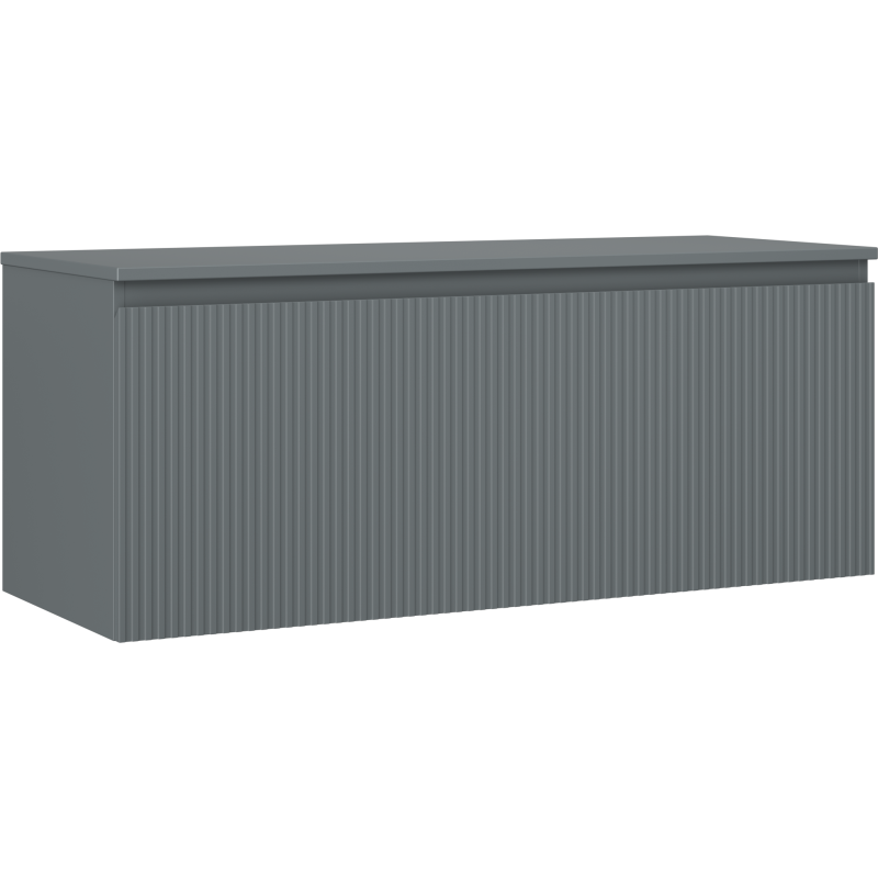 Mexen Rivel szafka łazienkowa podumywalkowa 120 cm z blatem, 1 szuflada, ryflowana , grafit mat - 91A20-12047-1-BFC66