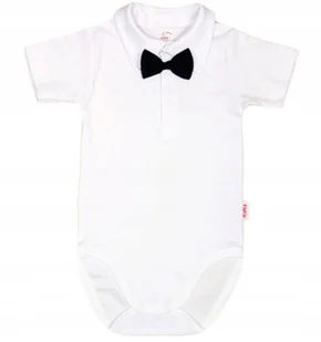 Body KOŁNIERZYK Polo KR BIAŁE MUCHA czarna r 56 KLEKLE - Body dla niemowląt - miniaturka - grafika 1