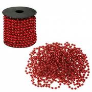 Ozdoby bożonarodzeniowe - Springos Springos Łańcuch na choinkę perły koraliki 10m 8 mm czerwony UNIWERSALNY 28196-uniw - miniaturka - grafika 1