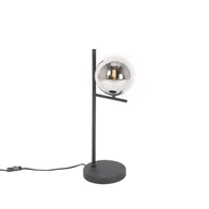 Lampy stojące - QAZQA Lampa stołowa Art Deco czarna i dymione szkło - Flore - miniaturka - grafika 1