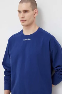 Bluzy męskie - Calvin Klein Performance bluza dresowa CK Athletic kolor niebieski gładka - grafika 1