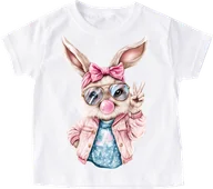 Koszulki dla dziewczynek - Koszulka z zajączkiem dla dziewczynki - wzór bunny44 - miniaturka - grafika 1