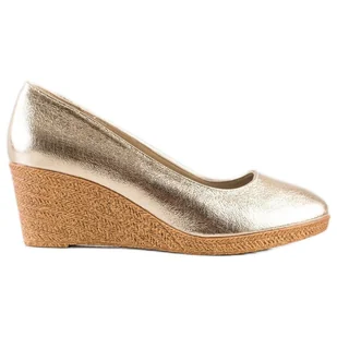 Goodin Lekkie Czółenka Na Koturnie złoty - Czółenka - miniaturka - grafika 1