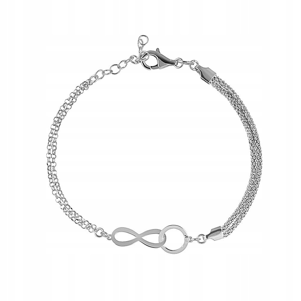 Bransoletka srebrna rodowana Nieskończoność-Kółko