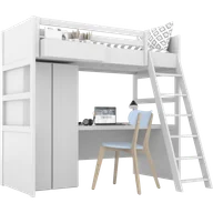 Łóżka dla dzieci i młodzieży - Łóżko na antresoli z szafą, biurkiem i drabinką SIMONE S3D - miniaturka - grafika 1