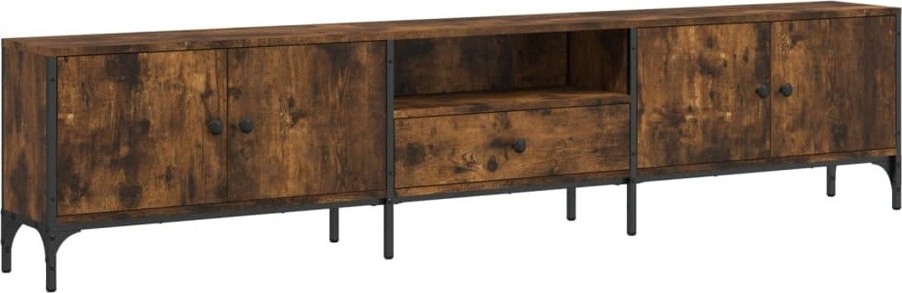 vidaXL Szafka pod TV z szufladą dąb wędzony 200x25x44cm materiał drewnopochodny