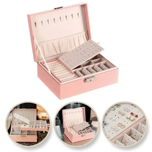 Szkatułka na biżuterię, etui, organizer, pudełko różowa PD155R - Pudełka i szkatułki Szkatułka na biżuterię, etui, organizer, pudełko różowa PD155R - Pudełka i szkatułki - miniaturka - grafika 1