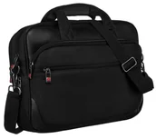 Teczki i aktówki - Torba na laptopa męska 15" czarna skóra naturalna cordura pojemna i funkcjonalna a4 uchwyt na walizkę szeroki odpinany pasek do ręki lub na ramię PE.. - miniaturka - grafika 1