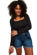 Body - Trendyol Damska bluzka plus size dopasowana bodycon kwadratowy kołnierz dzianina plus size, Czarny, XXLus - miniaturka - grafika 1
