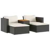 Sofy ogrodowe - vidaXL 5-częściowa sofa ogrodowa z poduszkami czarny rattan akacja - miniaturka - grafika 1