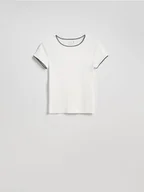 Koszulki i topy damskie - Reserved - T-shirt z modalem - biały - miniaturka - grafika 1