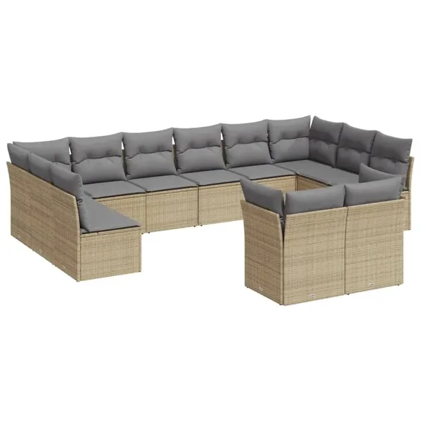 Zestaw mebli ogrodowych modułowych, rattan PE, beżowy, wymiary: 62x62x69